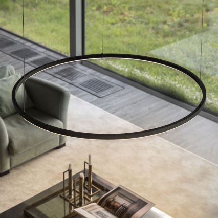 Ideal Lux - LED-riippuvalaisin vaijerilla ORACLE SLIM, 83 W / 230 V, 4000 K CRI 90, Ø 150 cm, musta