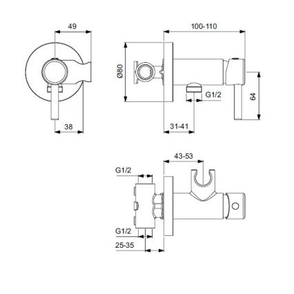 Ideal Standard A5809AA - Piiloasennettava bidetihana IDEALSPRAY, kiiltävä kromi