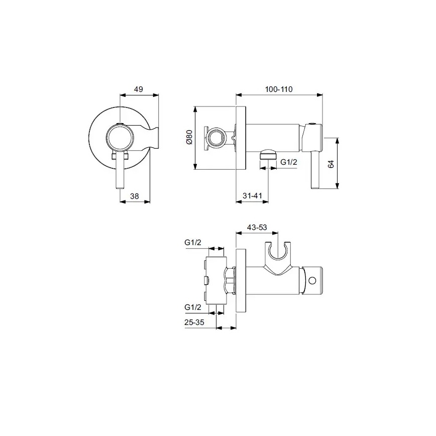 Ideal Standard A5809AA - Piiloasennettava bidetihana IDEALSPRAY, kiiltävä kromi