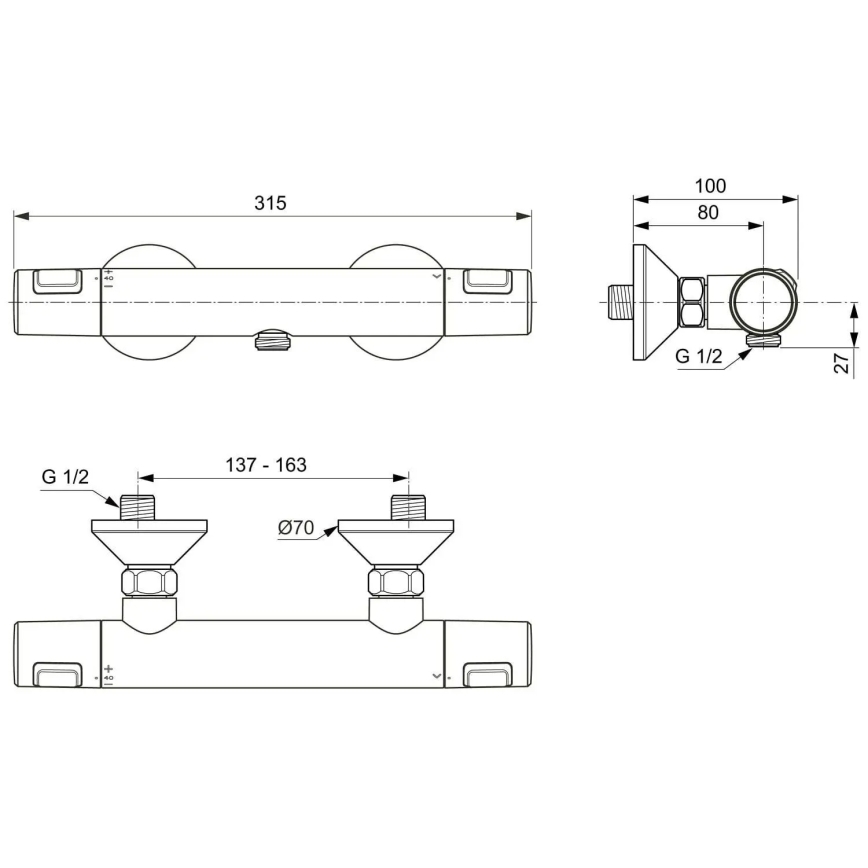 Ideal Standard A7201AA - Termostaattinen suihkuhana CERATHERM T25 kiiltävä kromi