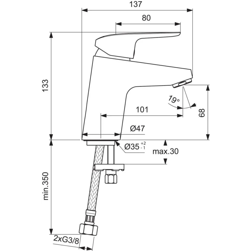 Ideal Standard B1710AA - CERAFLEX 13,3 cm pesuallashana, kiiltävä kromi