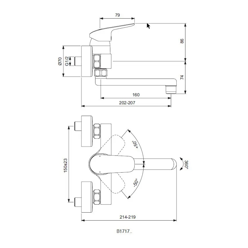 Ideal Standard B1717AA - CERAFLEX-keittiöhana, kiiltävä kromi