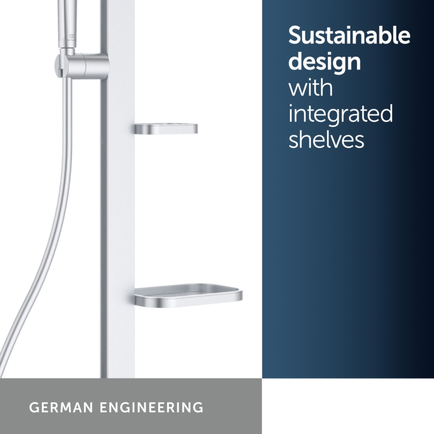Ideal Standard BD583SI - CERATHERM ALU+ termostaattinen suihkusarja, hopea