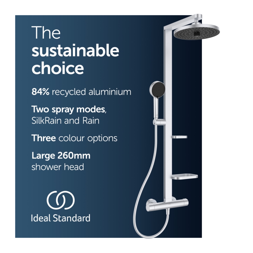 Ideal Standard BD583SI - CERATHERM ALU+ termostaattinen suihkusarja, hopea