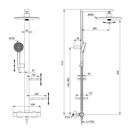 Ideal Standard BD583SI - CERATHERM ALU+ termostaattinen suihkusarja, hopea