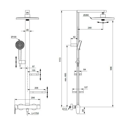 Ideal Standard BD584XG - Suihkusetti CERAFLOW ALU+ sekoittimella, mattamusta