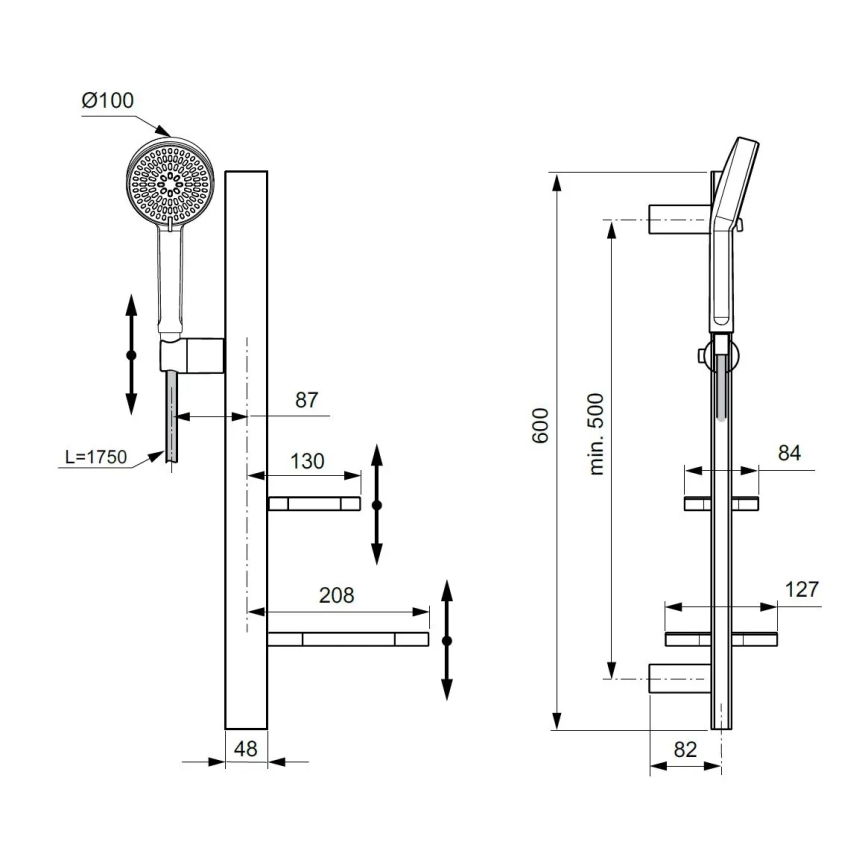 Ideal Standard BD586XG - Suihkusetti IDEALRAIN ALU+ mattamusta
