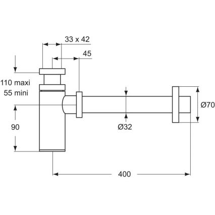 Ideal Standard D5859AA - Pesualtaan sifoni, mattakromi