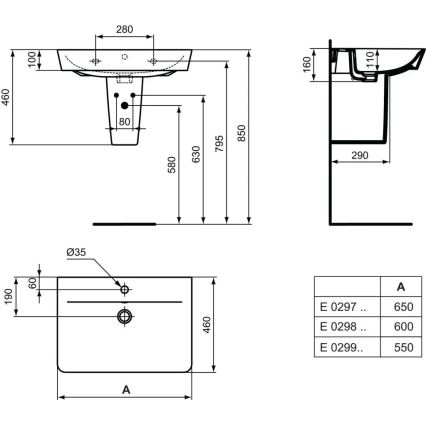 Ideal Standard E029801 - Seinään asennettava pesuallas CONNECT AIR 60x46 cm keramiikka/valkoinen