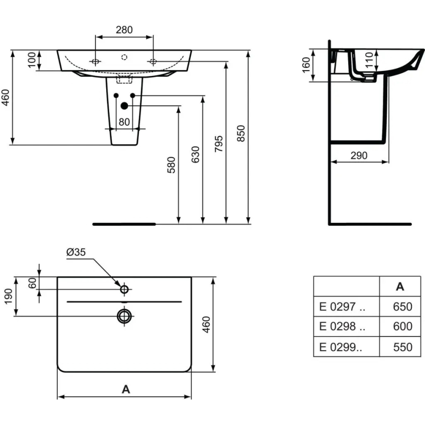 Ideal Standard E029901 - Seinään asennettava pesuallas CONNECT AIR 55x46 cm, keramiikka/valkoinen