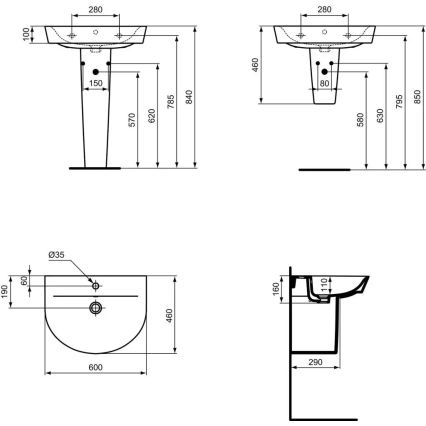 Ideal Standard E069401 - Seinään asennettava pesuallas CONNECT AIR 60x46 cm keraaminen/valkoinen