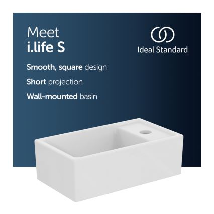 Ideal Standard E211201 - Seinään asennettava pesuallas I.LIFE S 37x21 cm keramiikka/valkoinen