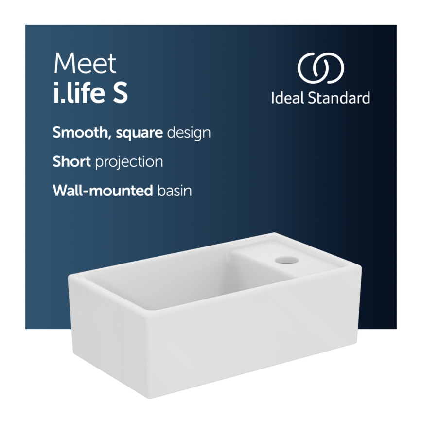Ideal Standard E211201 - Seinään asennettava pesuallas I.LIFE S 37x21 cm keramiikka/valkoinen