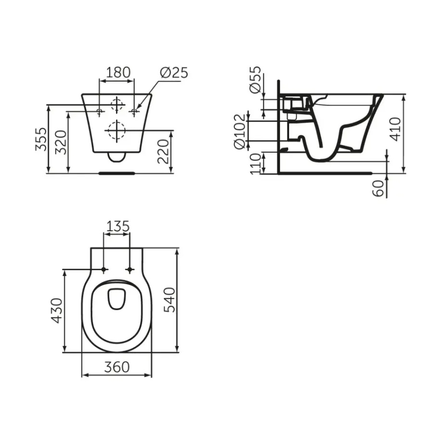 Ideal Standard E228801 - Seinään kiinnitettävä reunaton WC-istuin CONNECT AIR, keraaminen/valkoinen