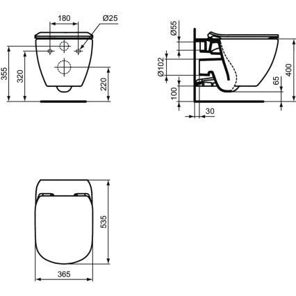 Ideal Standard T354601 - Ripustettava WC-istuin TESI, SoftClose-istuinkannella, keraaminen/valkoinen