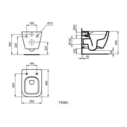 Ideal Standard T459201 - Seinä-WC Rimless I.LIFE S keramiikka/valkoinen
