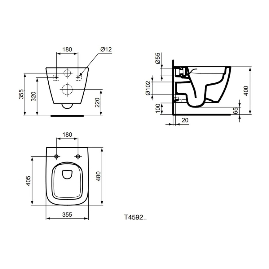 Ideal Standard T459201 - Seinä-WC Rimless I.LIFE S keramiikka/valkoinen