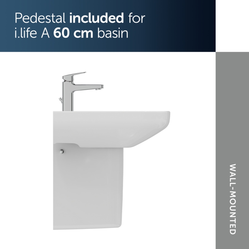 Ideal Standard T470501 - Seinään asennettava pesuallas I.LIFE A 60x48 cm keramiikka/valkoinen