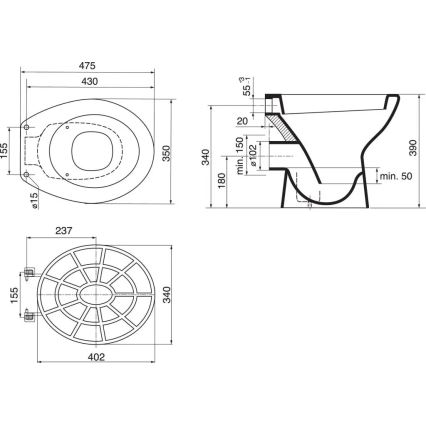 Ideal Standard VV612000 - Muoviritilä työallasta varten 34x40,2 cm harmaa