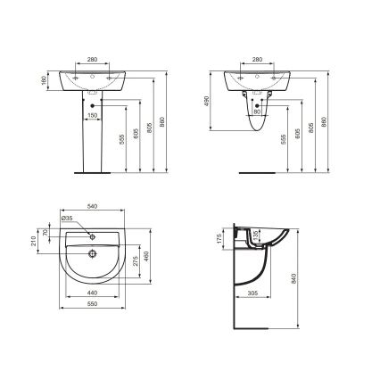 Ideal Standard W332601 - seinään asennettava pesuallas EUROVIT 55x46 cm keramiikka/valkoinen