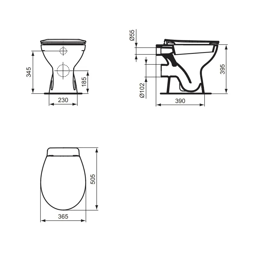 Ideal Standard W333101 - Lattiakiinnitteinen WC-istuin EUROVIT keraaminen/valkoinen