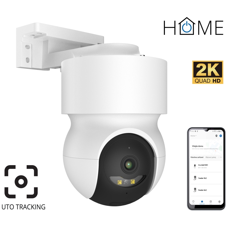 Älykäs ulkokamera liiketunnistimella 2K 12V IP65 Wi-Fi valkoinen