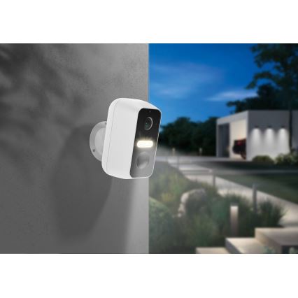 Älykäs ulkokamera liiketunnistimella 2K 9600 mAh IP65 Wi‑Fi Tuya valkoinen