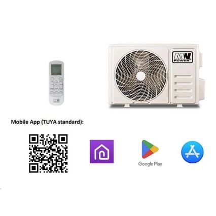 Ilmastointilaite 12K V1 3,65 kW 12000 BTU Wi-Fi Tuya valkoinen + kaukosäädin