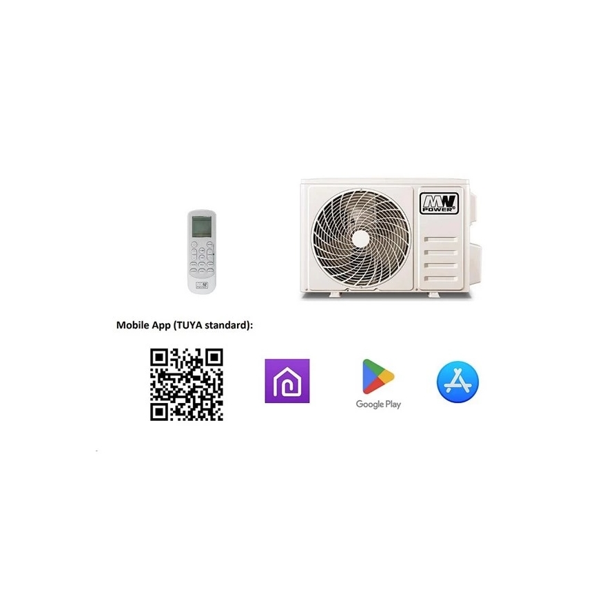 Ilmastointilaite 12K V1 3,65 kW 12000 BTU Wi-Fi Tuya valkoinen + kaukosäädin