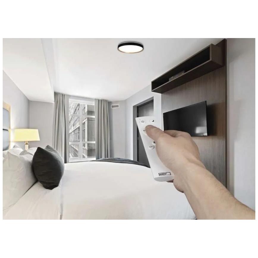 Himmennettävä LED-kattovalaisin ILVI, 30 W, 230 V, 2700–6500 K, Ø 40 cm, musta/beige + kauko-ohjain