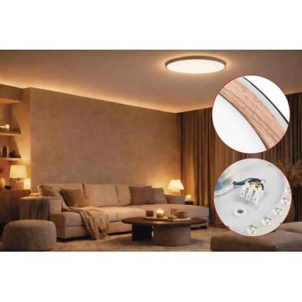 Himmennettävä LED-kattovalaisin ILVI, 30 W, 230 V, 2700–6500 K, Ø 40 cm, musta/beige + kauko-ohjain