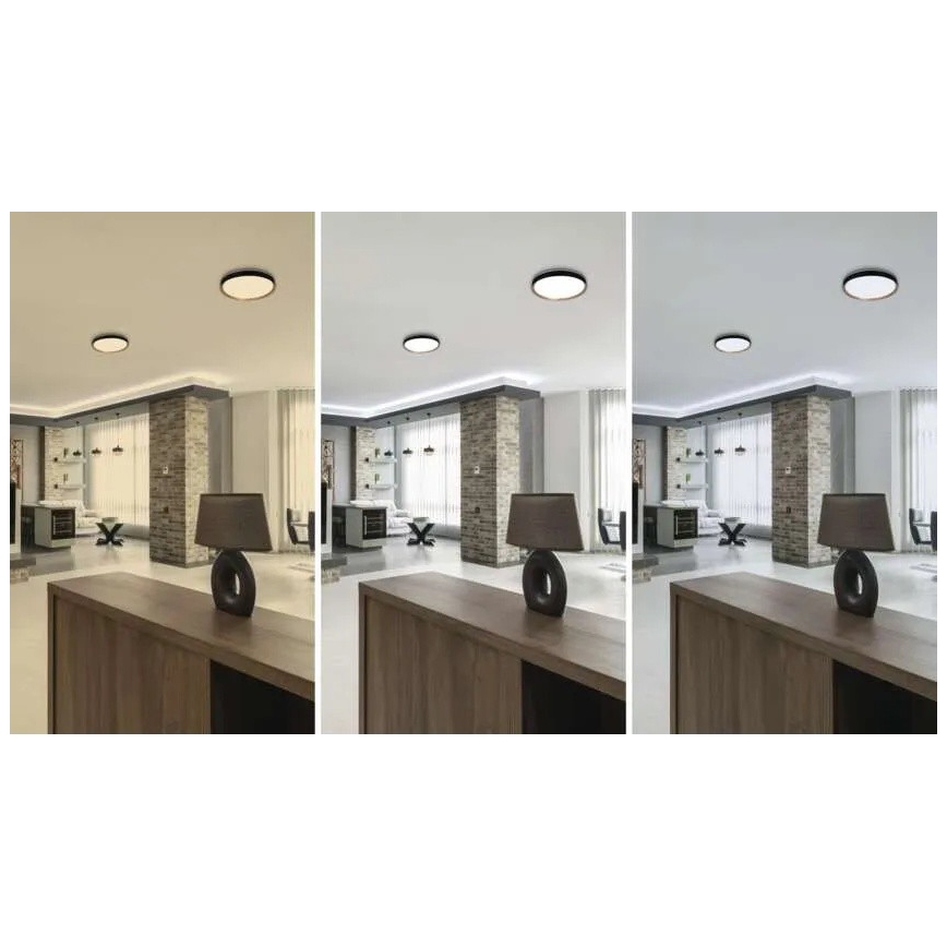 Himmennettävä LED-kattovalaisin ILVI, 30 W, 230 V, 2700–6500 K, Ø 40 cm, musta/beige + kauko-ohjain