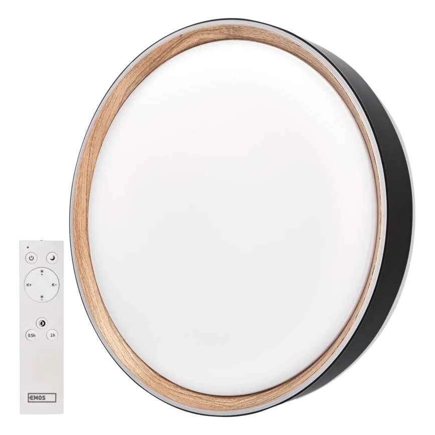 Himmennettävä LED-kattovalaisin ILVI, 30 W, 230 V, 2700–6500 K, Ø 40 cm, musta/beige + kauko-ohjain