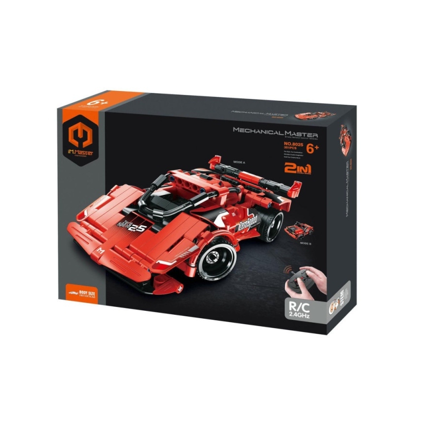 iM.Master - 2-in-1 rakennussarja: auto, 351 osaa, 3xAA + 3xAAA, kaukosäädin
