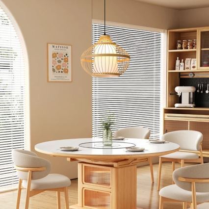 Kattokruunu johdossa PINCHOS 1xE27/40W/230V halkaisija 40 cm bambu