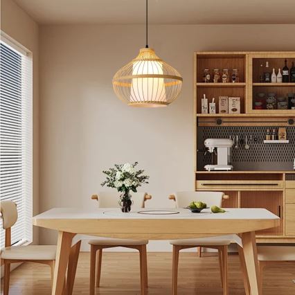 Kattokruunu johdossa PINCHOS 1xE27/40W/230V halkaisija 40 cm bambu