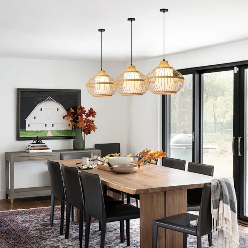 Kattokruunu johdossa PINCHOS 1xE27/40W/230V halkaisija 40 cm bambu