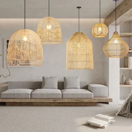 Kattokruunu johdossa PELO 1xE27/40W/230V halkaisija 40 cm rottinki