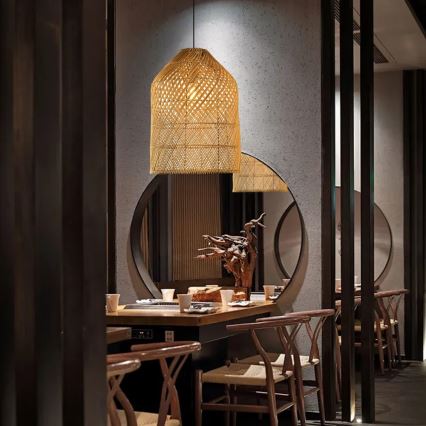 Kattokruunu johdossa PELO 1xE27/40W/230V halkaisija 35 cm rottinki