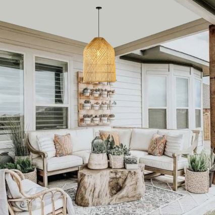 Kattokruunu johdossa PELO 1xE27/40W/230V halkaisija 35 cm rottinki