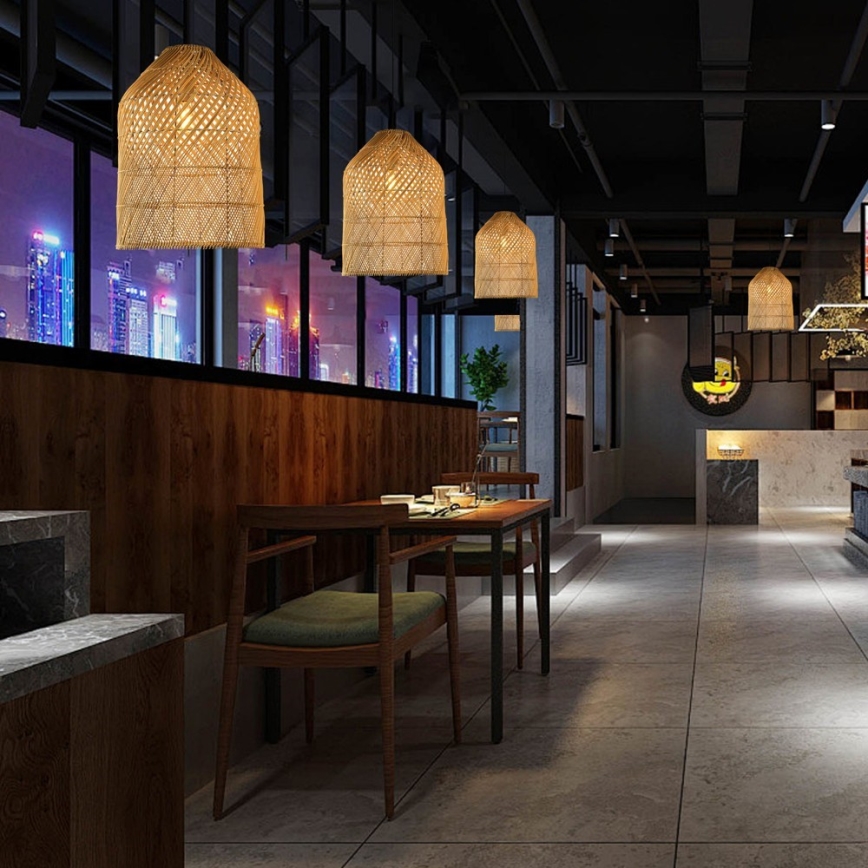 Kattokruunu johdossa PELO 1xE27/40W/230V halkaisija 35 cm rottinki