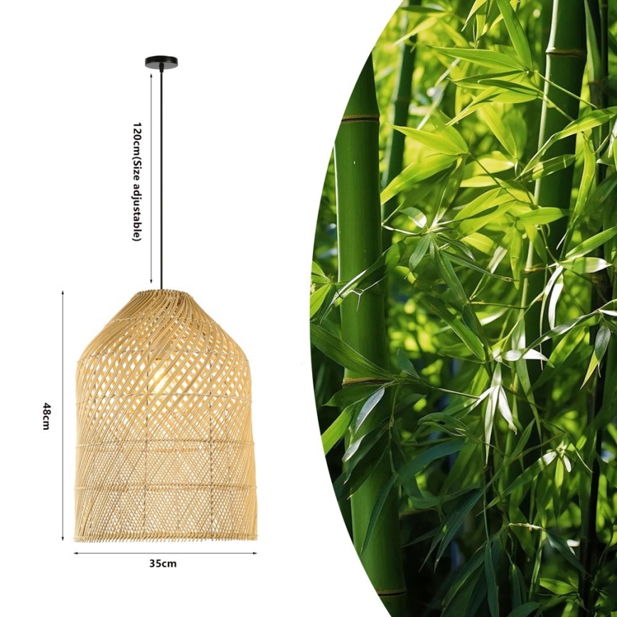 Kattokruunu johdossa PELO 1xE27/40W/230V halkaisija 35 cm rottinki