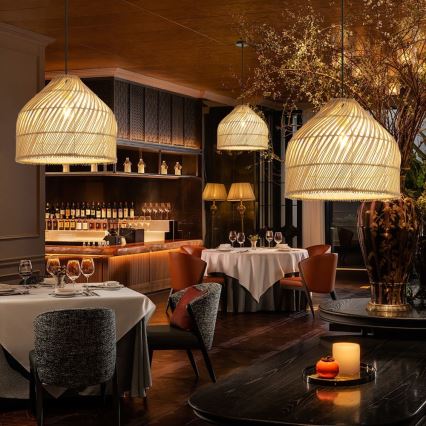 Kattokruunu johdossa PELO 1xE27/40W/230V halkaisija 40 cm rottinki