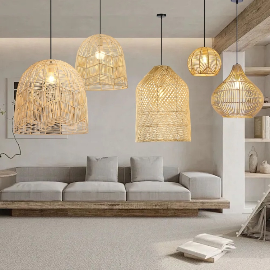 Kattokruunu johdossa PELO 1xE27/40W/230V halkaisija 40 cm rottinki