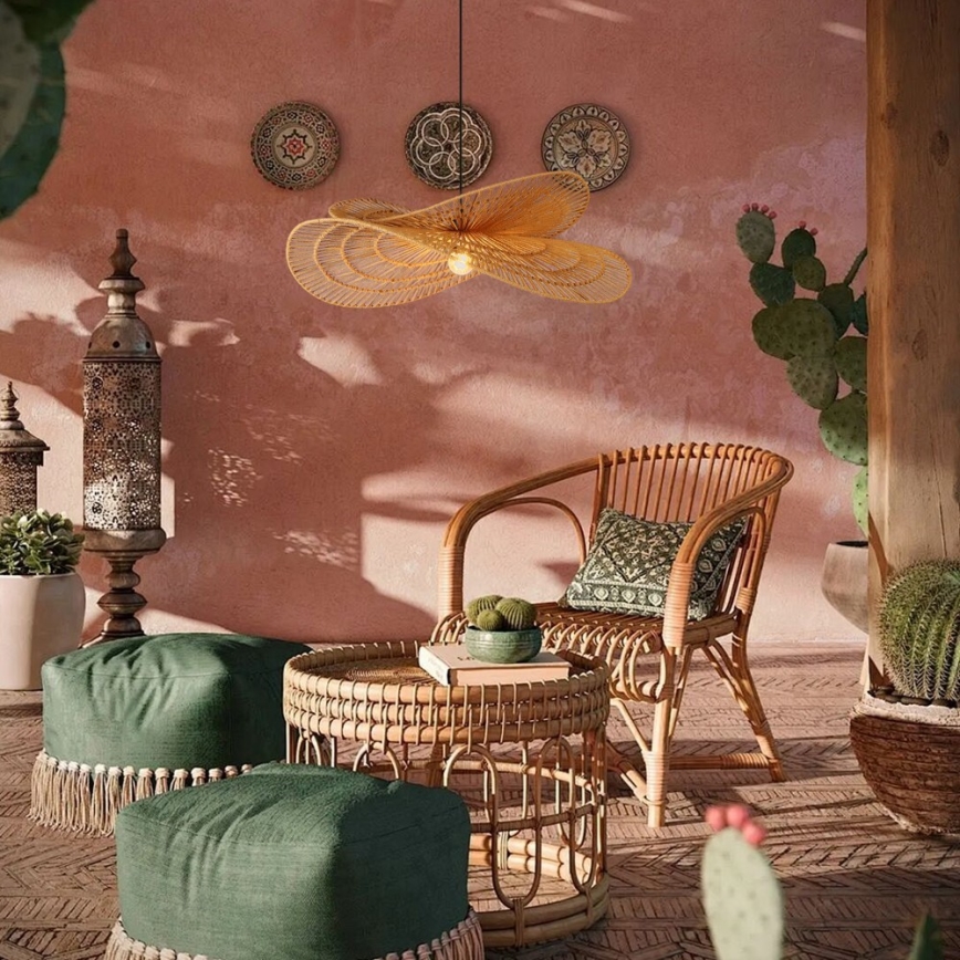 Kattokruunu johdossa MARIPOSA 1xE27/40W/230V halkaisija 80 cm juutti