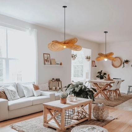 Kattokruunu johdossa MARIPOSA 1xE27/40W/230V halkaisija 80 cm juutti