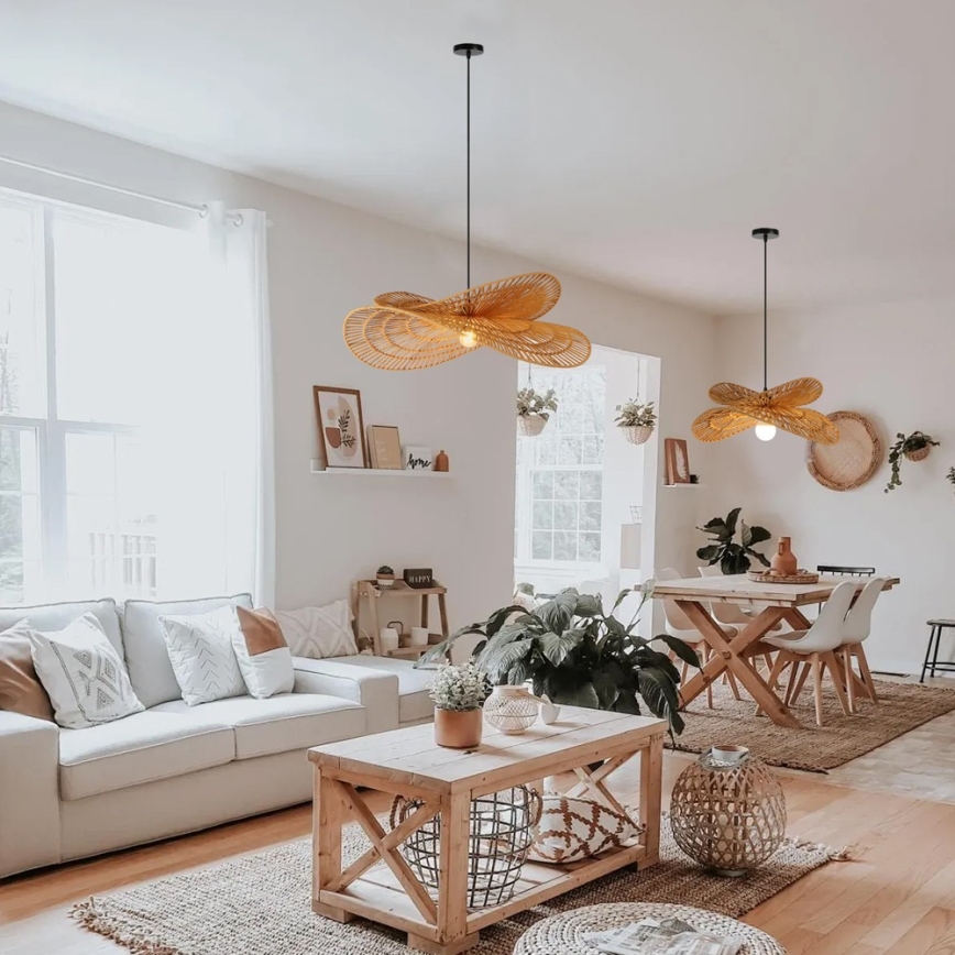 Kattokruunu johdossa MARIPOSA 1xE27/40W/230V halkaisija 80 cm juutti