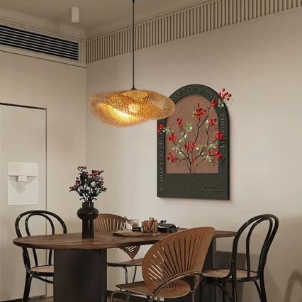 Kattokruunu johdossa HILO 1xE27/40W/230V halkaisija 60 cm bambu