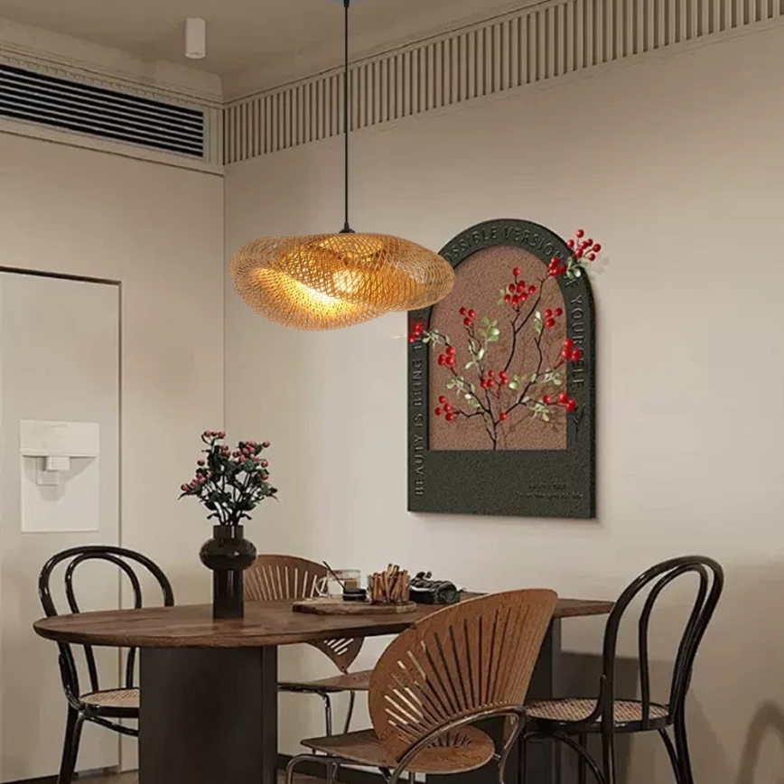 Kattokruunu johdossa HILO 1xE27/40W/230V halkaisija 60 cm bambu