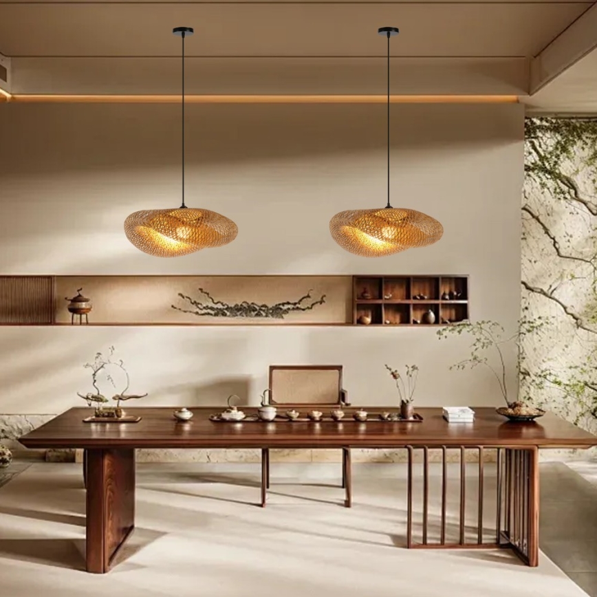 Kattokruunu johdossa HILO 1xE27/40W/230V halkaisija 60 cm bambu